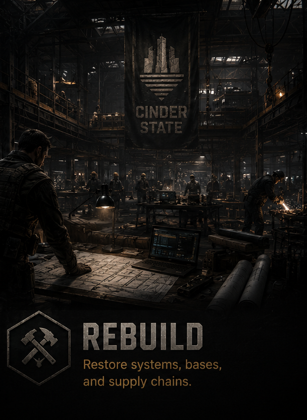 Rebuild: restore systems, bases, and supply chains.